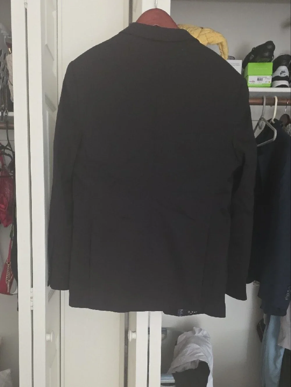 Classic Black Men's Blazer with Blue Floral Lining